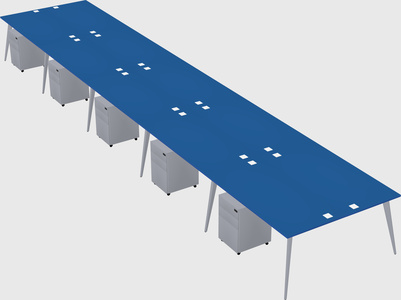 Shared rectangular office desk system