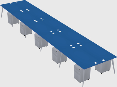 Shared rectangular office desk system