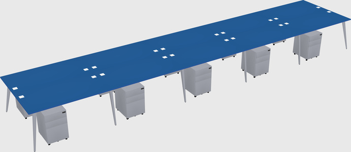 Shared rectangular office desk system