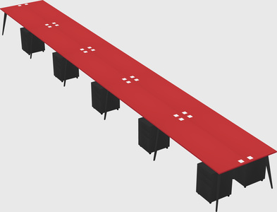 Shared rectangular office desk system
