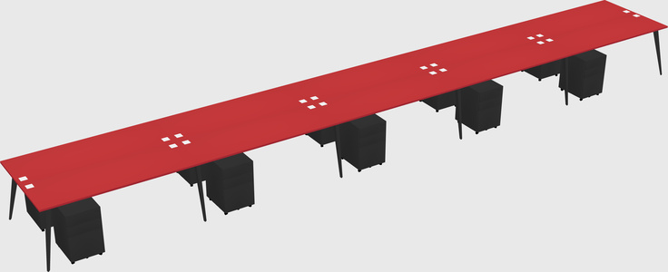 Shared rectangular office desk system