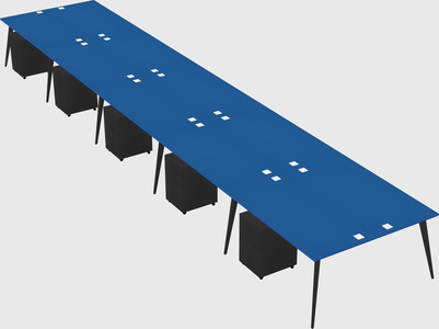 Shared rectangular office desk system