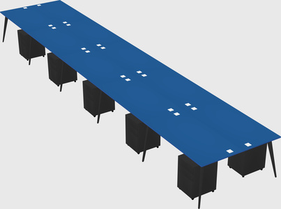 Shared rectangular office desk system
