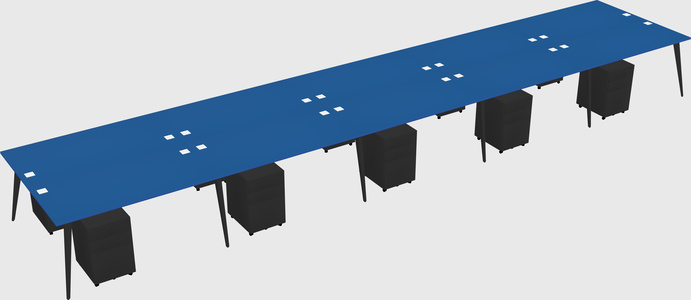 Shared rectangular office desk system