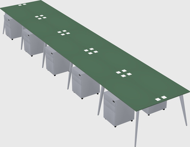 Shared rectangular office desk system