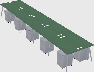 Shared rectangular office desk system