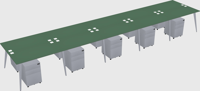 Shared rectangular office desk system