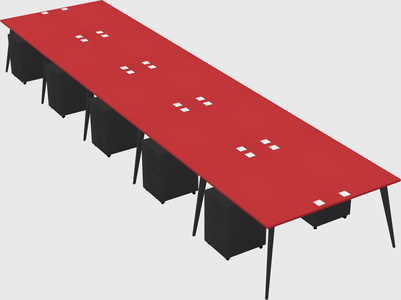 Shared rectangular office desk system