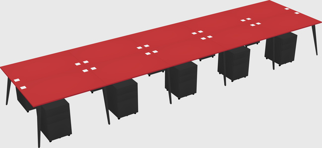 Shared rectangular office desk system