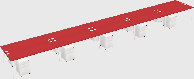 Shared rectangular office desk system