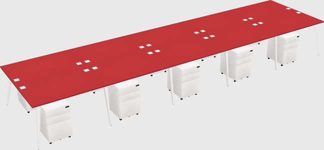 Shared rectangular office desk system