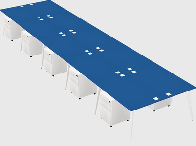 Shared rectangular office desk system