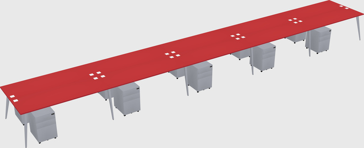 Shared rectangular office desk system