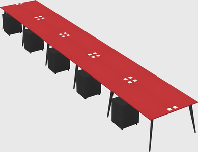 Shared rectangular office desk system