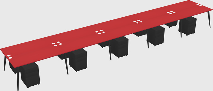 Shared rectangular office desk system