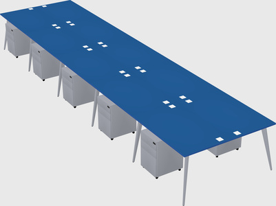 Shared rectangular office desk system