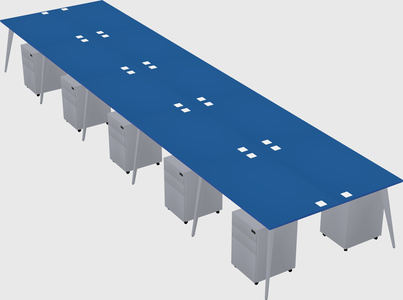 Shared rectangular office desk system
