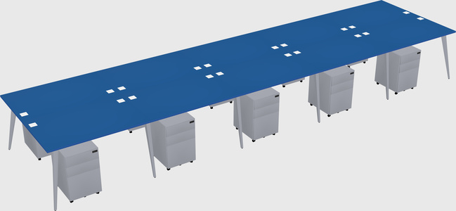 Shared rectangular office desk system