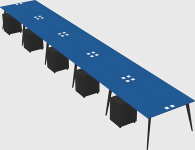 Shared rectangular office desk system
