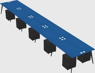 Shared rectangular office desk system