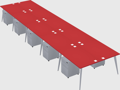 Shared rectangular office desk system