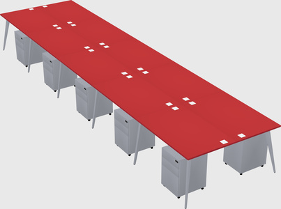 Shared rectangular office desk system