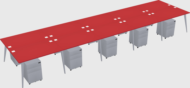 Shared rectangular office desk system