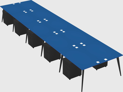 Shared rectangular office desk system