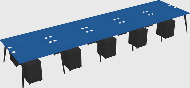 Shared rectangular office desk system