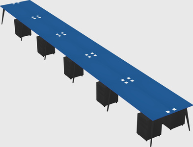 Shared rectangular office desk system