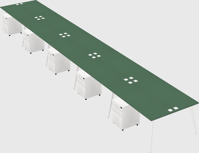 Shared rectangular office desk system