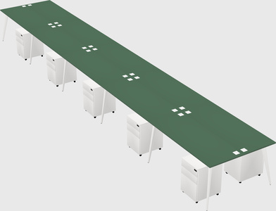 Shared rectangular office desk system