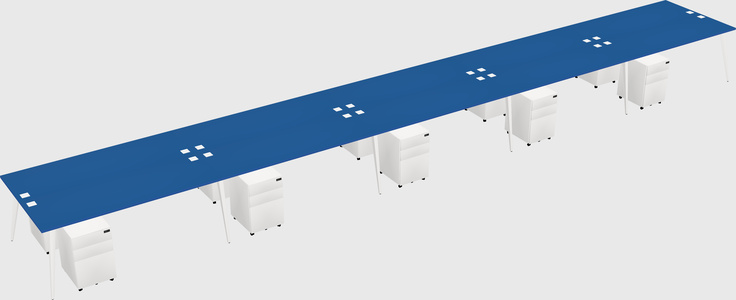 Shared rectangular office desk system