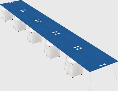 Shared rectangular office desk system