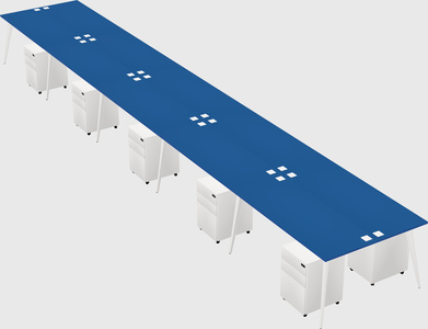 Shared rectangular office desk system