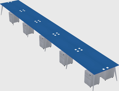 Shared rectangular office desk system