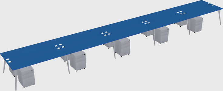Shared rectangular office desk system