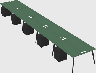 Shared rectangular office desk system
