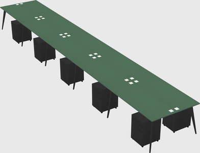 Shared rectangular office desk system