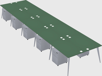 Shared rectangular office desk system