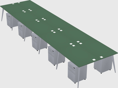 Shared rectangular office desk system