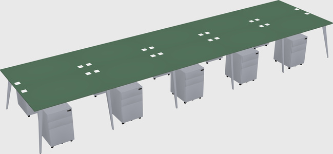 Shared rectangular office desk system