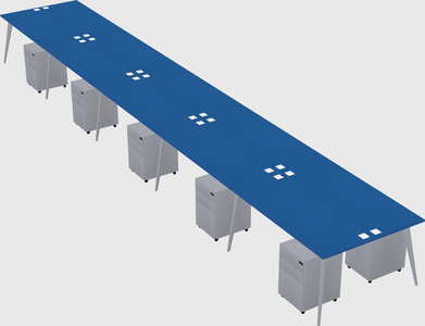 Shared rectangular office desk system