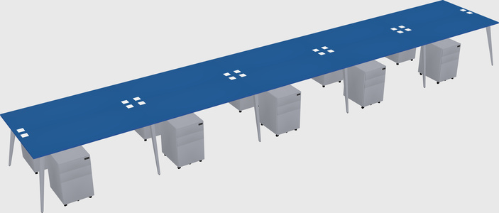 Shared rectangular office desk system