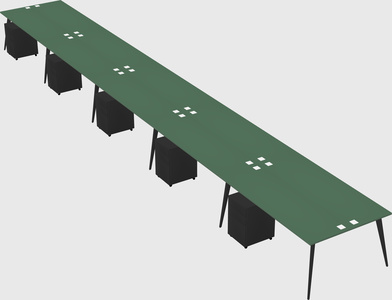 Shared rectangular office desk system