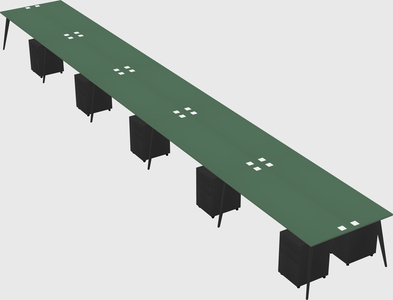 Shared rectangular office desk system