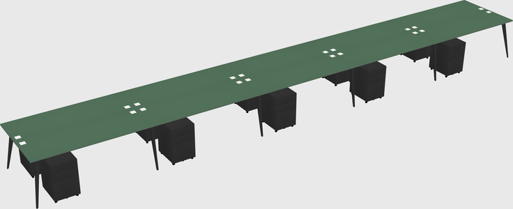Shared rectangular office desk system