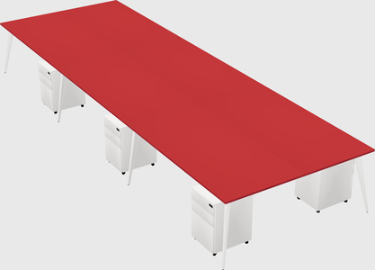 Shared rectangular office desk system