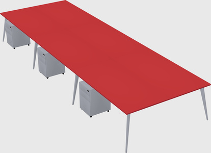 Shared rectangular office desk system