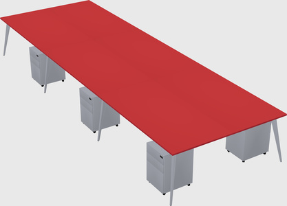Shared rectangular office desk system
